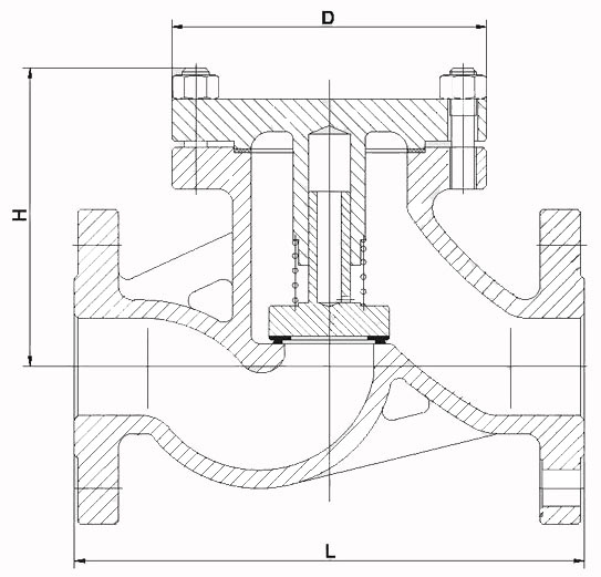 H41H、H41Y升降式止回閥内(nèi)部結構示意圖