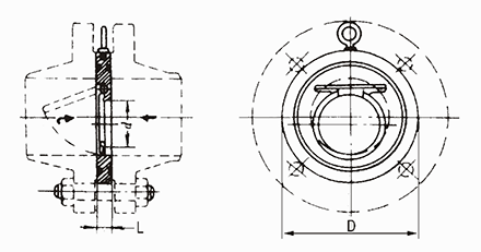 對夾(jia)圓片式止回閥結(jié)構示意圖